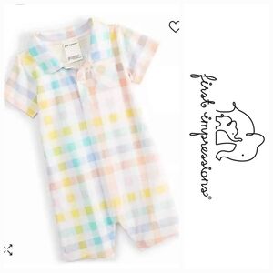 NWT First Impressions Pastel Plaid Baby Romper ~size 24M